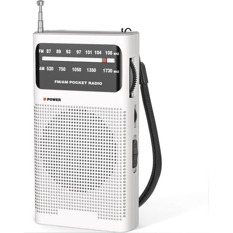 Radio portable AM (ondes moyennes)/FM (alimentée par piles AA), radio transistor de poche de haute qualité avec réception excellente, son de haute qualité, radio portable miniaturisée (alimentée par p