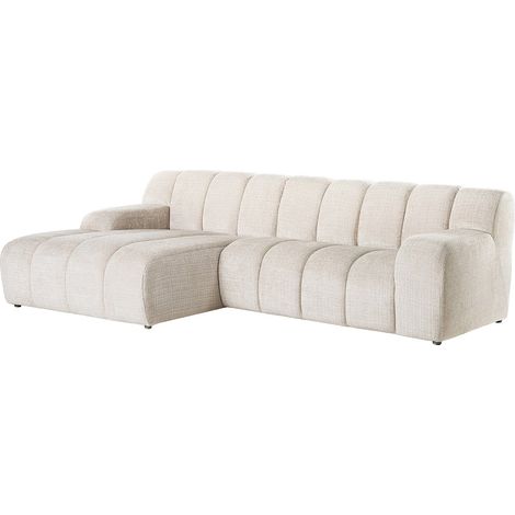 Divano angolare sinistro tessuto ciniglia beige - BELADON