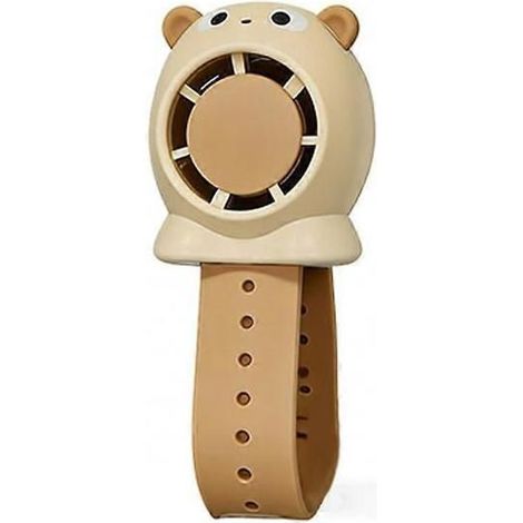 (Marron) Montre-ventilateur ours mignon pour enfants, rechargeable par USB, mini ventilateur portable sans pales, silencieux et puissant, longue autonomie (1/5)
