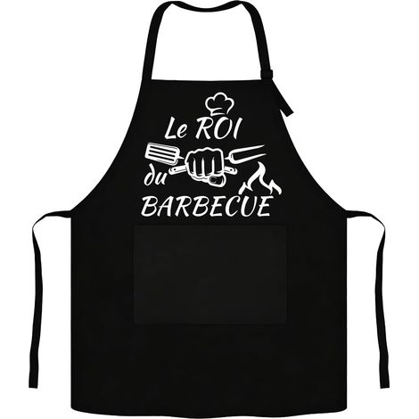 Tablier Cuisine Homme Femme - Tablier Barbecue Humour Réglable Noir Étanche avec Poche, Cadeau Anniversaire Homme Femme, Cadeau Rigolo pour Cuisson en Plein Air, Idéal pour Papa, Maman, Frère et Sœur (1/5)