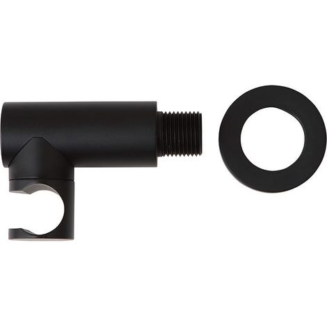 Runder Wasseranschluss In Schwarz Matt Mit Handbrause-Halter Und Schlauchanschluss