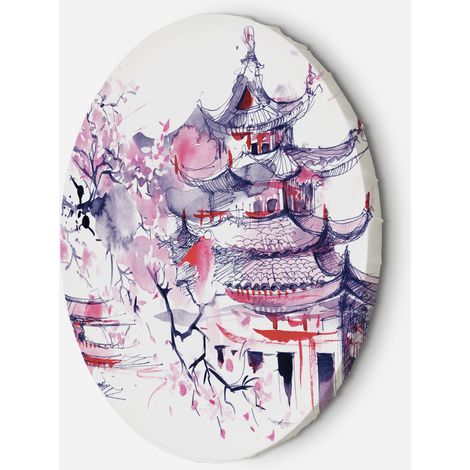 Tableau sur toile Image circulaire Aquarelle Japon 40x40 (1/5)