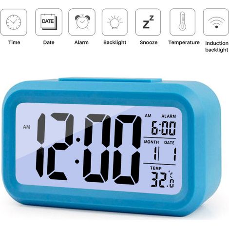 Sveglia elettronica a LED, sveglia digitale per casa, ufficio, cucina, comodino, orologio, calendario, visualizzazione della temperatura, orologi da scrivania (1/2)