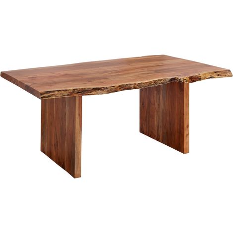 Baumtisch mit Ansteckplatte Akazie 180-240x110x78cm walnuss lackiert FREEFORM 200