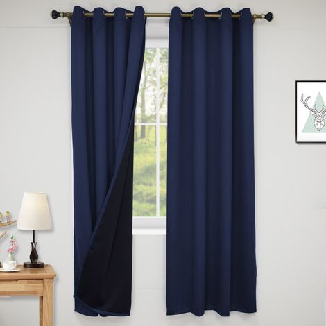 Rideau occultant total pour salon, rideau isolant thermique, rideau à œillets, convient pour chambre et salon, lot de 2 (130 x 213 cm).