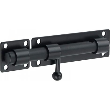 Loquet de porte extérieur, verrou de porte coulissant, serrure à barillet avec trou pour cadenas, finition noir mat en acier inoxydable (cadenas non inclus) (1/4)