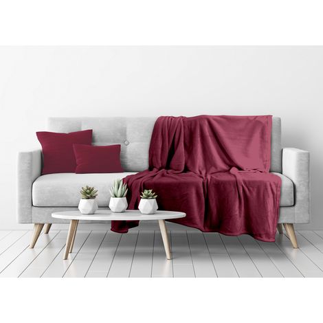 Morbido Plaid Coperta Pile Per Divano Singolo Matrimoniale Tinta Unita Bordeaux, misura1 PiazzacoloreBordeaux (1/4)