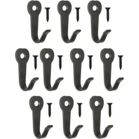 Ganchos clásicos de hierro negro (paquete de 10) - 40 x 22 mm - Estilo rústico vintage