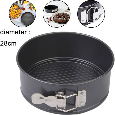 Moule à charnière antiadhésif, moule à gâteau étanche à fond plat, pour une demi-portion, moule rond, revêtement antiadhésif - noir (1/5)