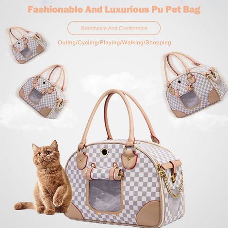 Sac de transport pour animaux de compagnie, pour petits chiens, chats, Portable, lavable, chiot, imperméable, cuir PU de qualité supérieure (1/5)