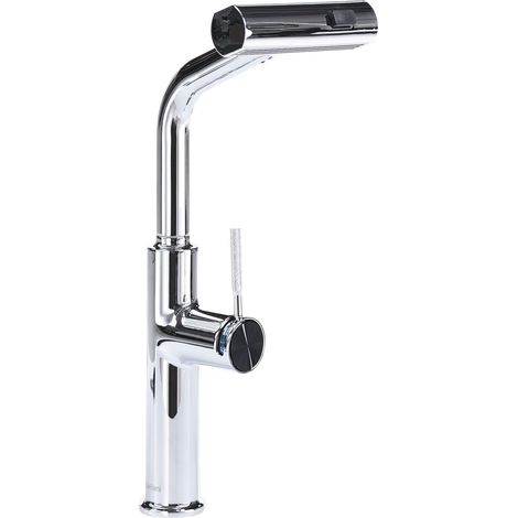 Kitchen Tap Grey Stainless Steel Swing and Pull Out Mixer Faucet Aerator Flexible Spring Hose Modern PEGUCHE (1/5)