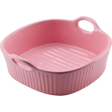Plat à gratin Airfryer, plat à gratin en céramique, petit plat à gratin avec poignées en céramique, moule à lasagnes carré pour lasagnes, tiramisu, moule à pâtisserie 20 x 20 cm (1/5)