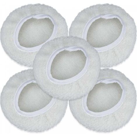 Lot de 5 Bonnet de Polissage, 125-150mm Kit Auto Disque Polissage Bonnet en Laine Tampons de Cirage pour la Plupart des Polisseurs de Voiture (1/5)