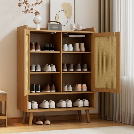 Zapatero mueble de almacenaje roble claro 80 cm OKMYHOME (1/5)