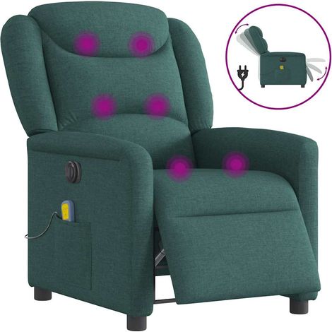 Massagesessel Elektrisch Dunkelgrün Stoff
