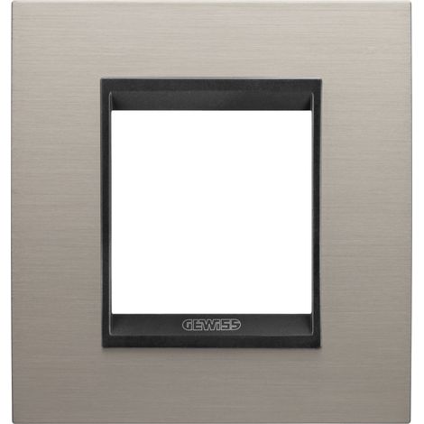 PLAQUE LUX 2P MÉTAL ALUMINIUM BROSSÉ GEWISS GW16222WS