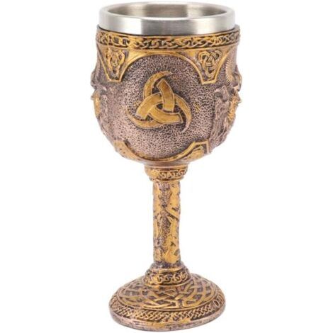 Gobelet nordique viking rétro en résine et acier inoxydable pour cocktails, whisky, vin rouge (1/4)