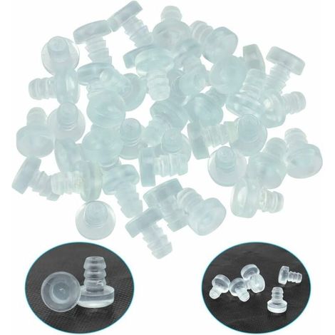 40 topes de silicona para puertas de pared, protectores de mesa de vidrio con varilla, amortiguadores de goma transparentes para evitar colisiones y reducir el ruido en muebles, cajones y puertas de a (1/4)
