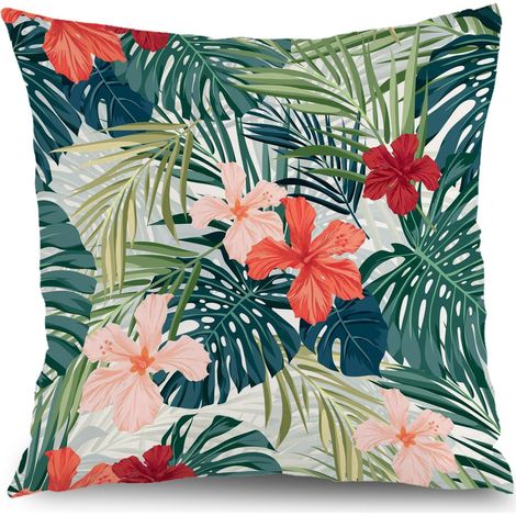 Housse de coussin floral coton fleurs, décoration canapé-lit ,40×40cm (1/5)