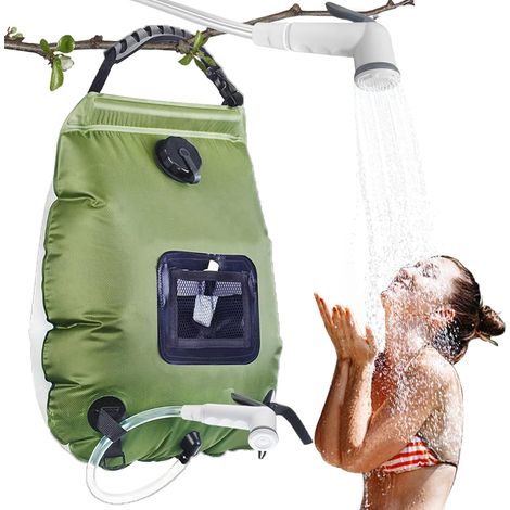 Sac de Douche Solaire Camping,20L Douche de Voyage avec Pomme de Douche,Solaire Sac de Douche,Pliant Extérieur pour Douche,Température 45 °C avec Commutable Tête de Douche,pour Randonnée Escalade (1/5)