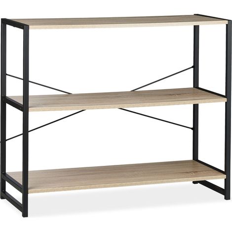 Scaffale da terra design industriale multifunzione 3 ripiani 120 x 30 x 90 cm in metallo rovere sonoma chiaro 130004756