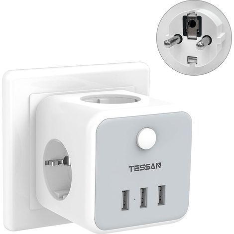 6-in-1 Power Strip, 3 AC Outlets, 3 USB Ports, Switch, For Home, Office (1/5)