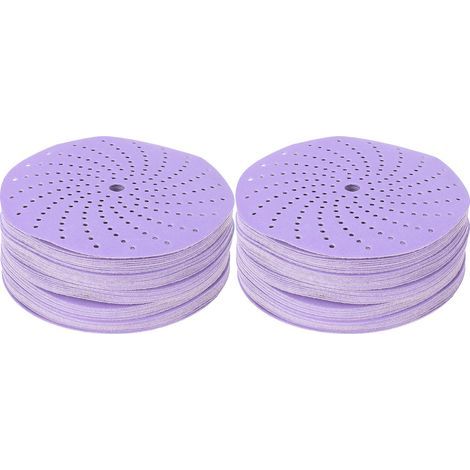 Disques de ponçage en céramique, 100 pièces, plusieurs trous, papier de verre arrière à crochet et boucle pour ponceuse orbitale aléatoire, grain 6 pouces, 600 (1/5)