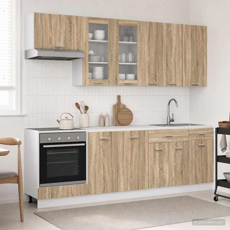 vidaXL Unité de cuisine LYON 8 pcs Chêne Sonoma Bois d'ingénierie (1/5)