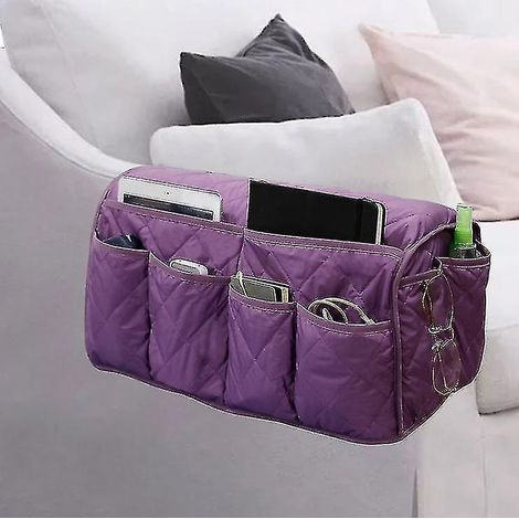 Sac de rangement suspendu pour accoudoir de canapé, support pour télécommande TV, violet (1/5)