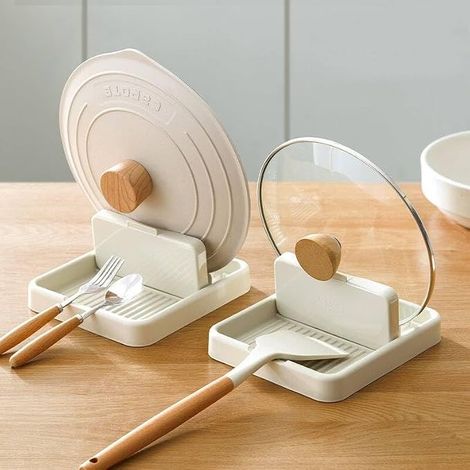Lot de 2 repousse-cuillères pour plaque de cuisson, support de couvercle en plastique, porte-ustensiles de cuisine (1/5)