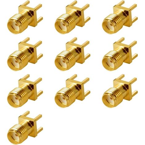 Vecys 10PCS SMA Femelle Connecteur SMA Femelle PCB Panneau de Montage sur Bord avec 4 Pins Stand Straight Connector