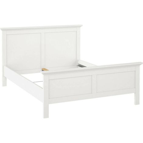Dmora - Letto piazza e mezza Christelle, Sommier per camera da letto, Giroletto per stanza, Struttura porta materasso, 213x172 h110 cm, Bianco