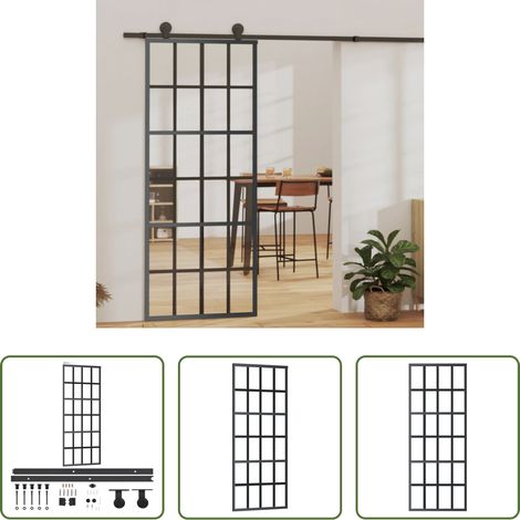 Verre ESG - Porte coulissante et quincaillerie Verre ESG/Aluminium 76x205cm (1/5)