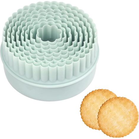 8 Pièces - Emporte-Pièce - Coupe-Biscuits - Double Face Lisse Et Cannelé - Pour Pâtisserie Pâte Et Scones - Vert - 2,8x9,8cm (1/5)