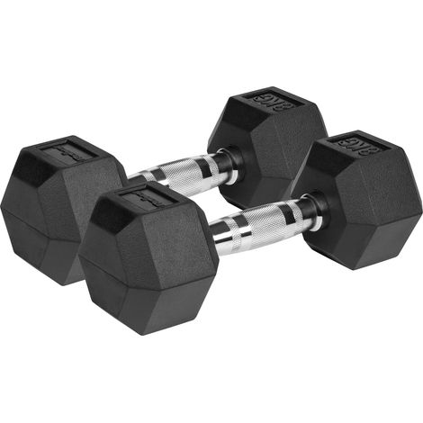 Mancuernas de hierro fundido recubiertas de goma HEX 2x8kg Juego hexagonal Rebel 16kg sólido (1/4)