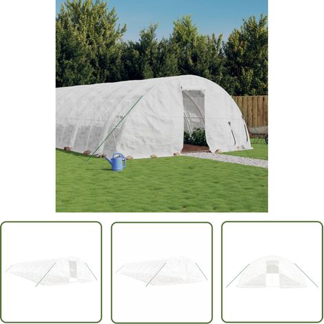 The Living Store Serre avec cadre en acier blanc 90 m² 18x5x2,3 m - Serre De Jardin - Abri Jardin - Tunnel De Jardin - Serriculture - Potager Extérieur (1/5)