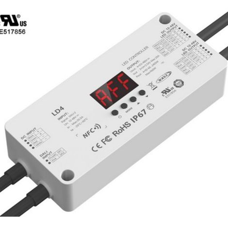 Contrôleur de tension constante LED étanche basse tension programmable en champ proche LTECH LD4 à 4 canaux DALI NFC