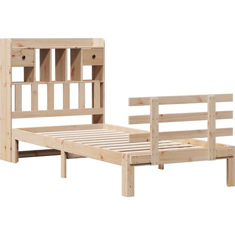 Cama con estantería sin colchón madera maciza de pino 90x190 cm vidaXL (1/4)