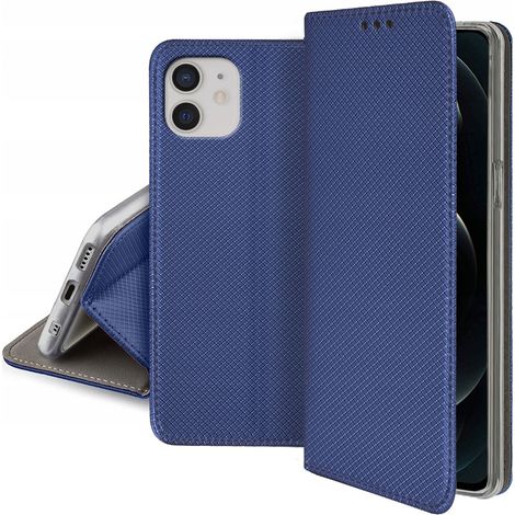 Custodia per APPLE IPHONE 12/12 PRO SMART MAGNET BOOK CASE BLU NAVY + Vetro (1/5)