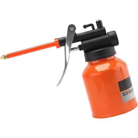 Pompe à huile manuelle haute pression de 250 ml en acier à haute teneur en carbone, pour la maison et la voiture, couleur orange. (1/5)