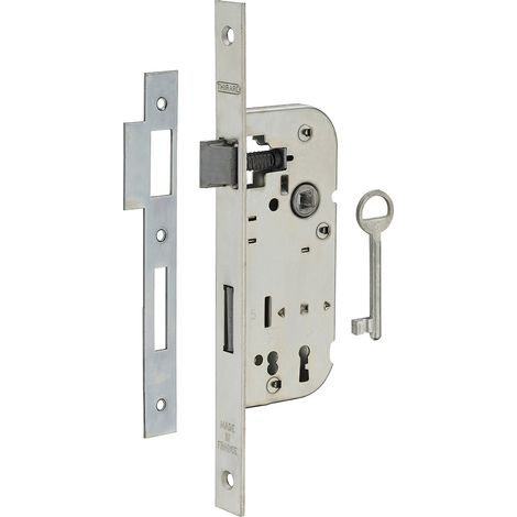 Thirard – Serrure encastrable à clé pour porte de chambre – Pêne dormant réversible – Entraxe 40mm – Bouts carrés – Acier avec gâche plate