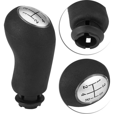 Manette de vitesse 5 rapports pour Clio III Mégane II Scénic II, pommeau de levier en cuir noir, intérieur auto, remplacement facile (1/5)