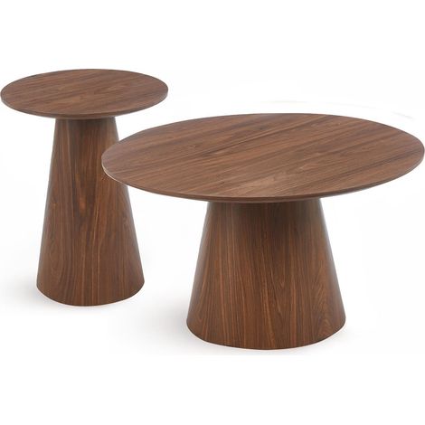 Ensemble de 2 tables basses rondes Callie Bois noisette (1/5)