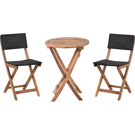 Conjunto de balcón de madera de acacia mobiliario de jardín plegable marrón y negro Rivarotta (1/5)