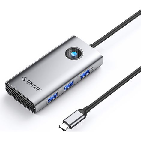 Hub PW11-6P Répartiteur HDMI USB-C vers USB-A - gris (1/2)