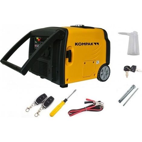 Groupe électrogène 3200W Essence Inverter insonorisé – Moteur 4 temps 210cc – Autonomie 7h – 2 prises 230V – Démarrage électrique – Kompak (1/6)