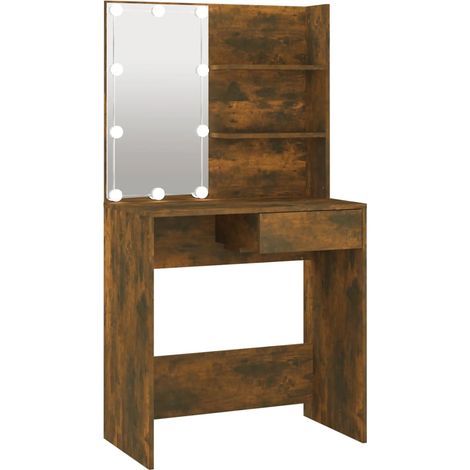 Toeletta tavolo da trucco mobile di design mobile per camera da letto con LED 74,5 x 40 x 141 cm rovere 020006284