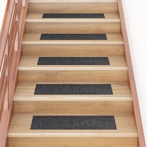Tapis d'escalier autocollants Rectangulaire 15 pcs,Marchettes d'escalier,Protections d'escalier 76x20cm Gris DVNEI931089 (1/5)