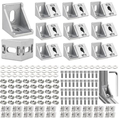 Profilé d'Angle en Aluminium - Matériel de Fixation - 30 x 30 mm - Connecteur d'Angle - Support Mural - Grille à 90° - Pour Profilé d'Entretoise 3030 3060, Imprimante 3D, Routeur CNC, Projets (1/5)