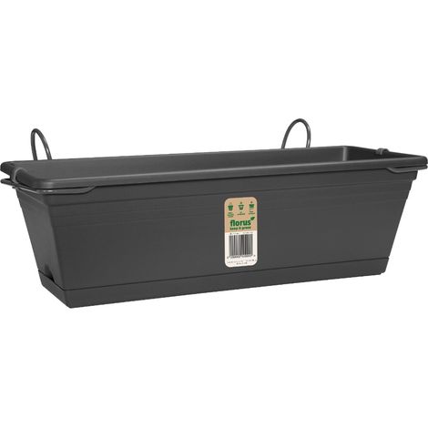 FLORUS FIORIERA/BALCONETTA MEDITERRAN BALCONY TROUGH SET ANTRACITE 40CM